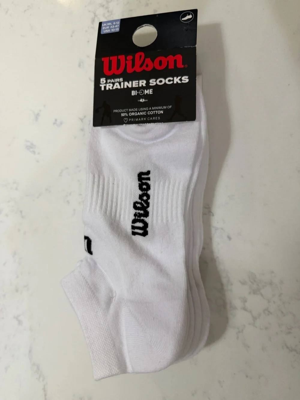 Wilson White Athletic Trainer Socks with Black Logo - 5 Pack